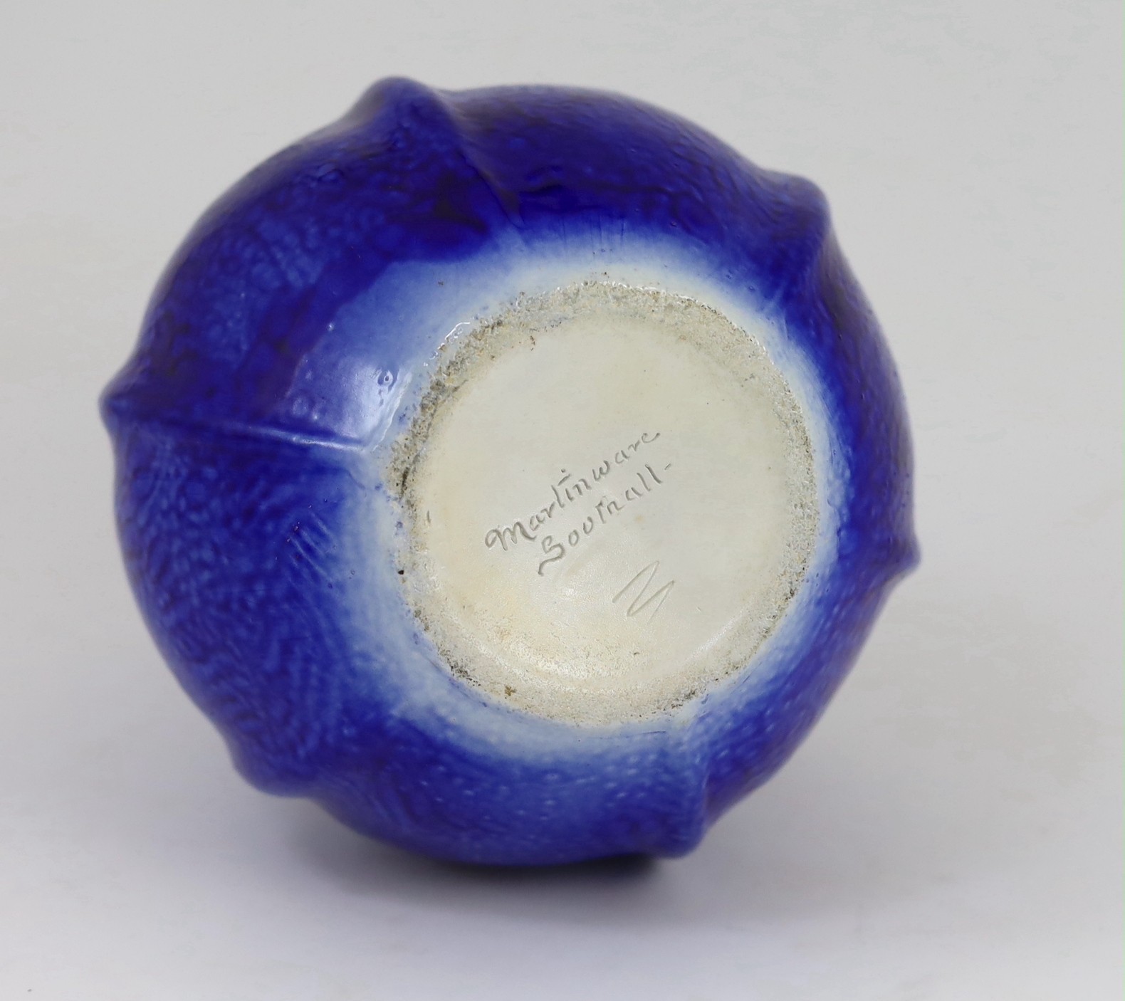 A Martin Brothers cobalt blue glazed vase, early 20th century, 24.5cm high